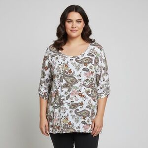 Evans Paisley Print Tunic Blouse – Size 30/32